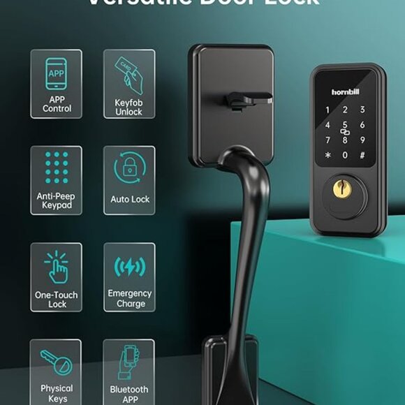 Keyless Entry Door Lock with Handle, Hornbill Smart Front Door Lock Set *NEW* - Picture 5 of 7